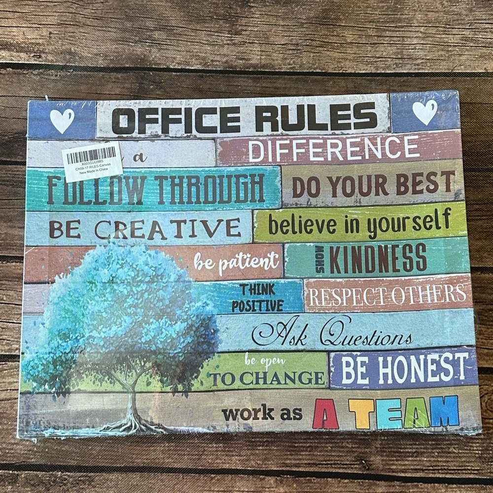 Office Rules Rustic Canvas - 12x16- NEW